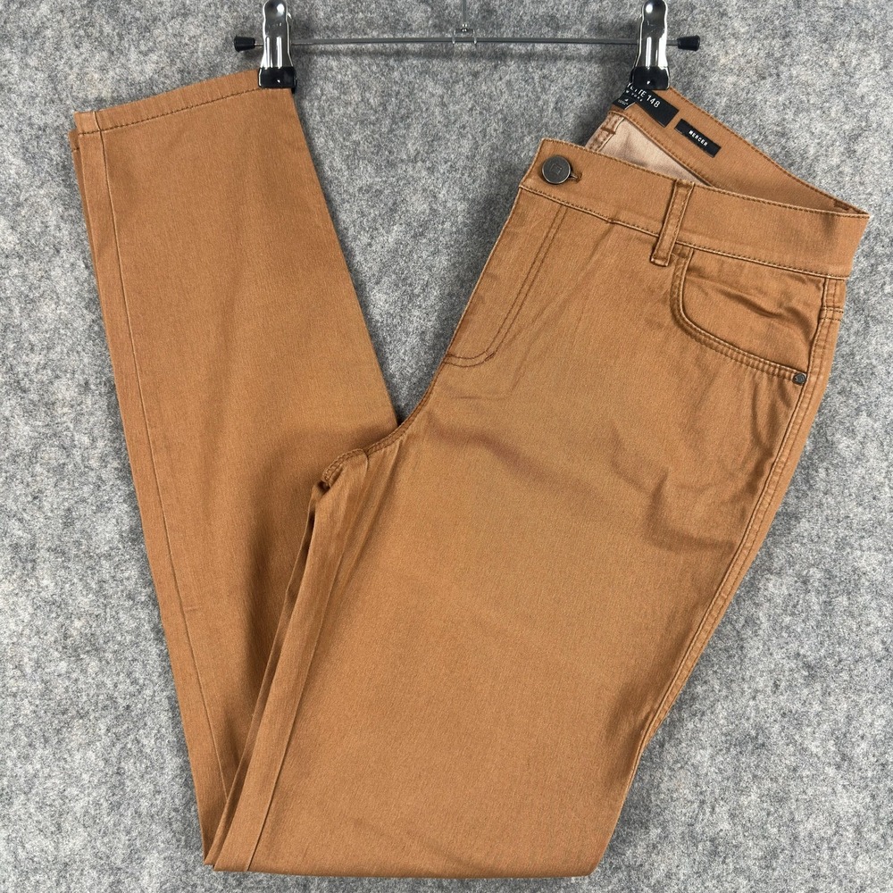 Lafayette 148 New York Mercer Pants Womens 4 Brown Mid Rise Stretch Skinny